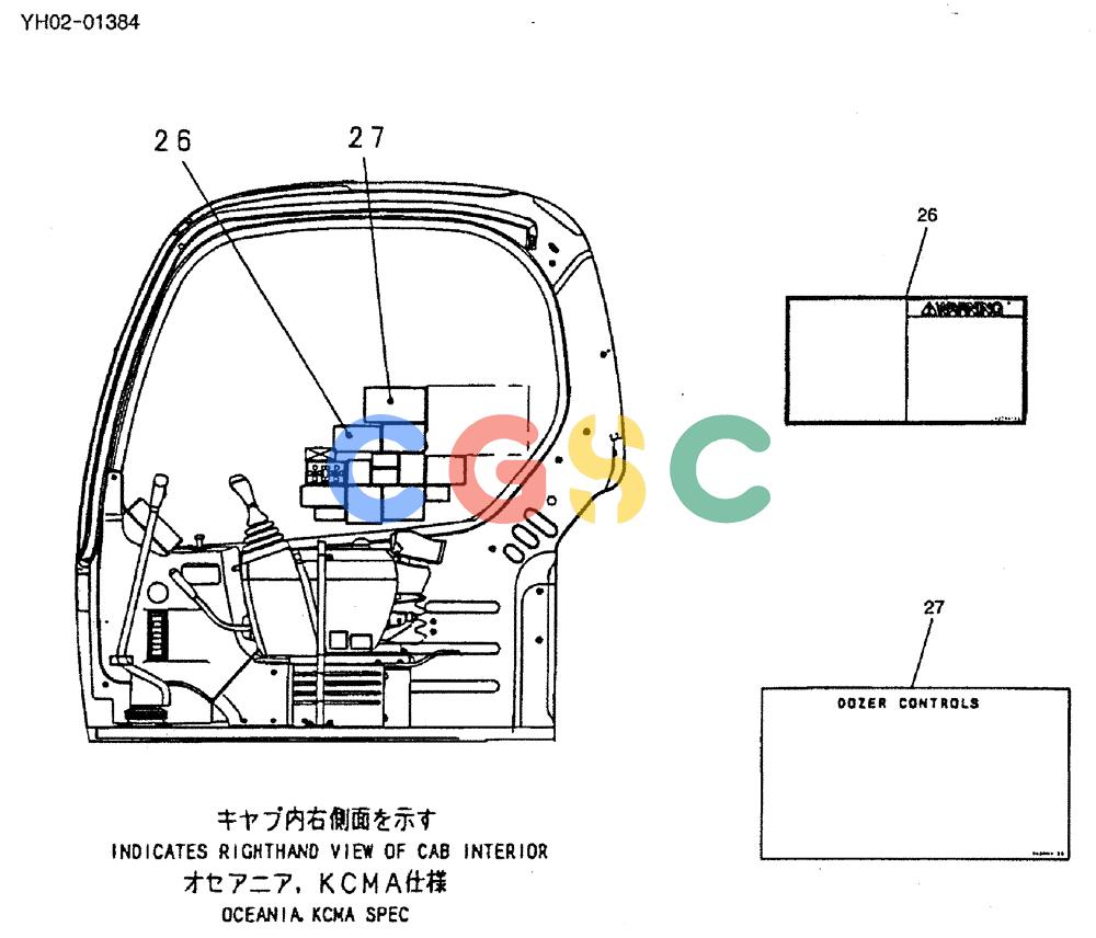 神钢零件查询(ED150) - BLADE RUNNER EXCAVATOR/DOZER ASN YH02-01384 (4/02-12/03) (03-002) - NAME PLATE INSTAL (CAB) Kobelco