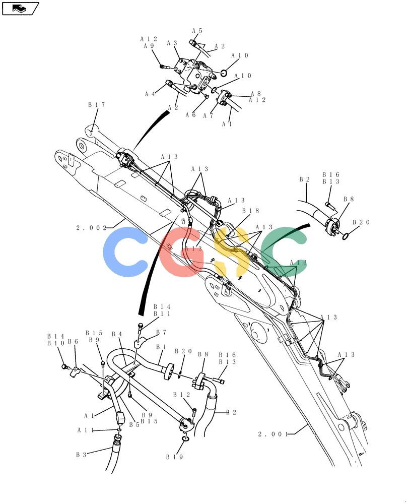 纽荷兰零件查询(E235BSR) - CRAWLER EXCAVATOR (5/07-) (2.032[04]) - BOOM PIPING - 2-PIECE BOOM New Holland Constructuion