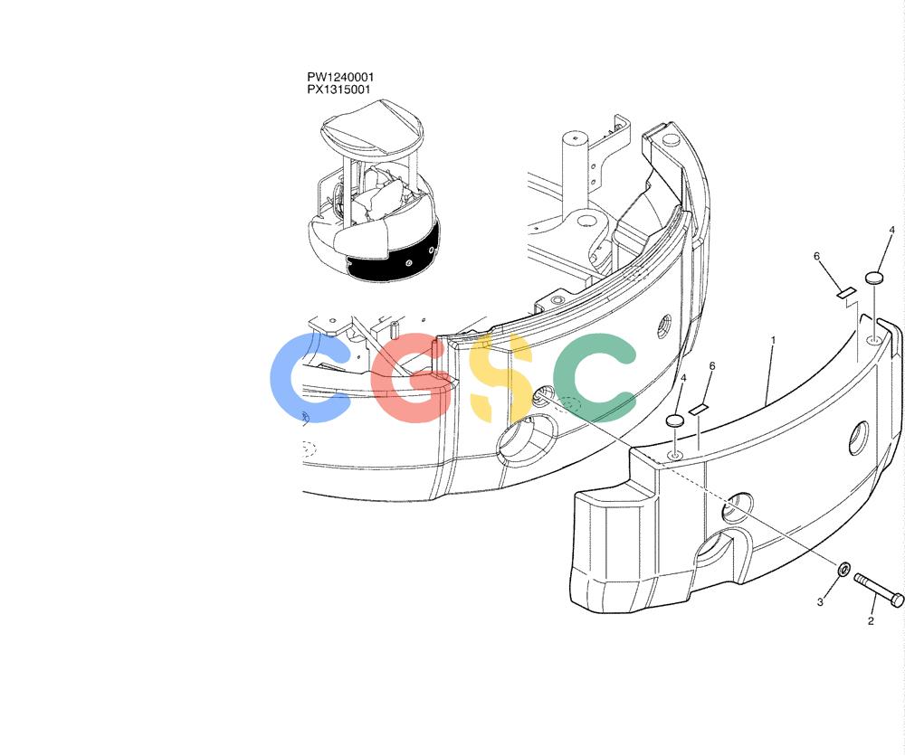 纽荷兰零件查询(E35SR) - COMPACT CRAWLER EXCAVATOR ASN PX13-15001 (N6TN61732) (NA) (1/06-) (05-001) - COUNTERWEIGHT INSTAL, (GAIN) New Holland Constructuion