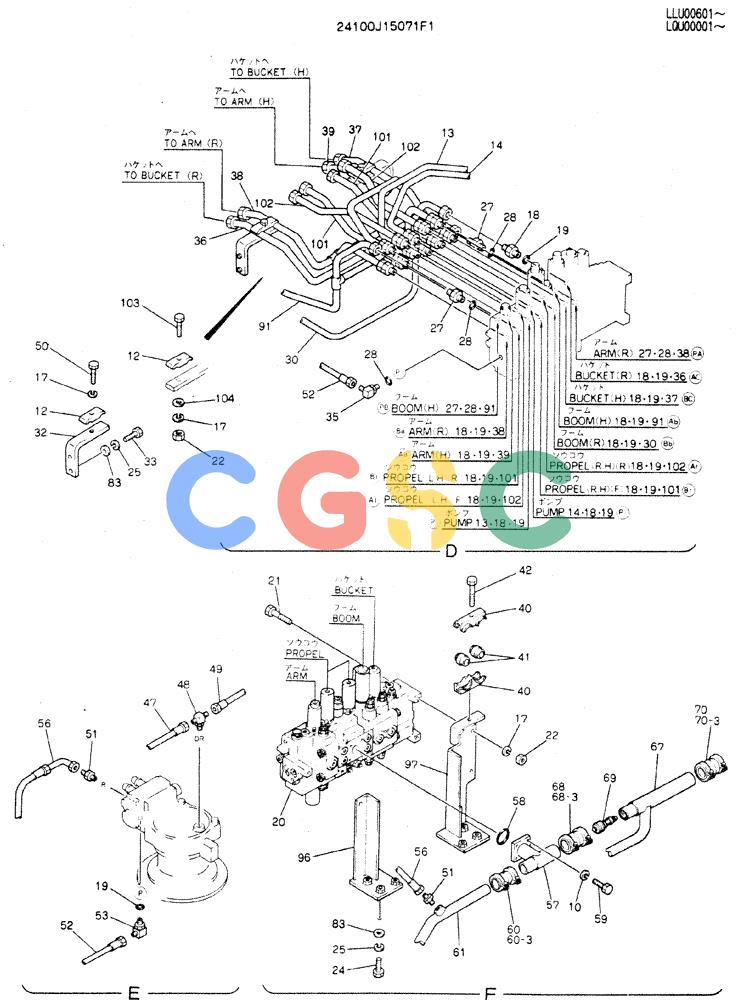 神钢零件查询(MD240C) - EXCAVATOR ASN LLU00601 (1/80-12/06) (04-001[02]) - HYDR LINES, UPP Kobelco