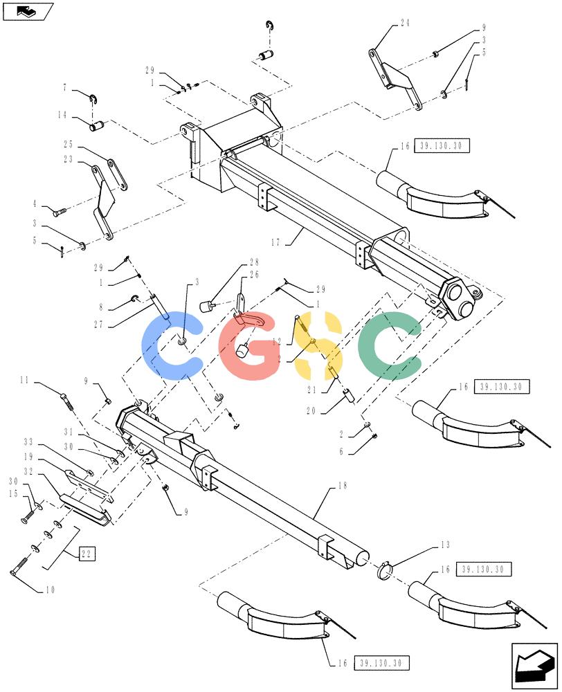 凯斯零件查询(810) - FLEX-AIR APPLICATOR - 2012 (2/12-) (39.130.21) - 70' BOOM, LH, OUTER, 2-1/2" TUBES Case Agriculture