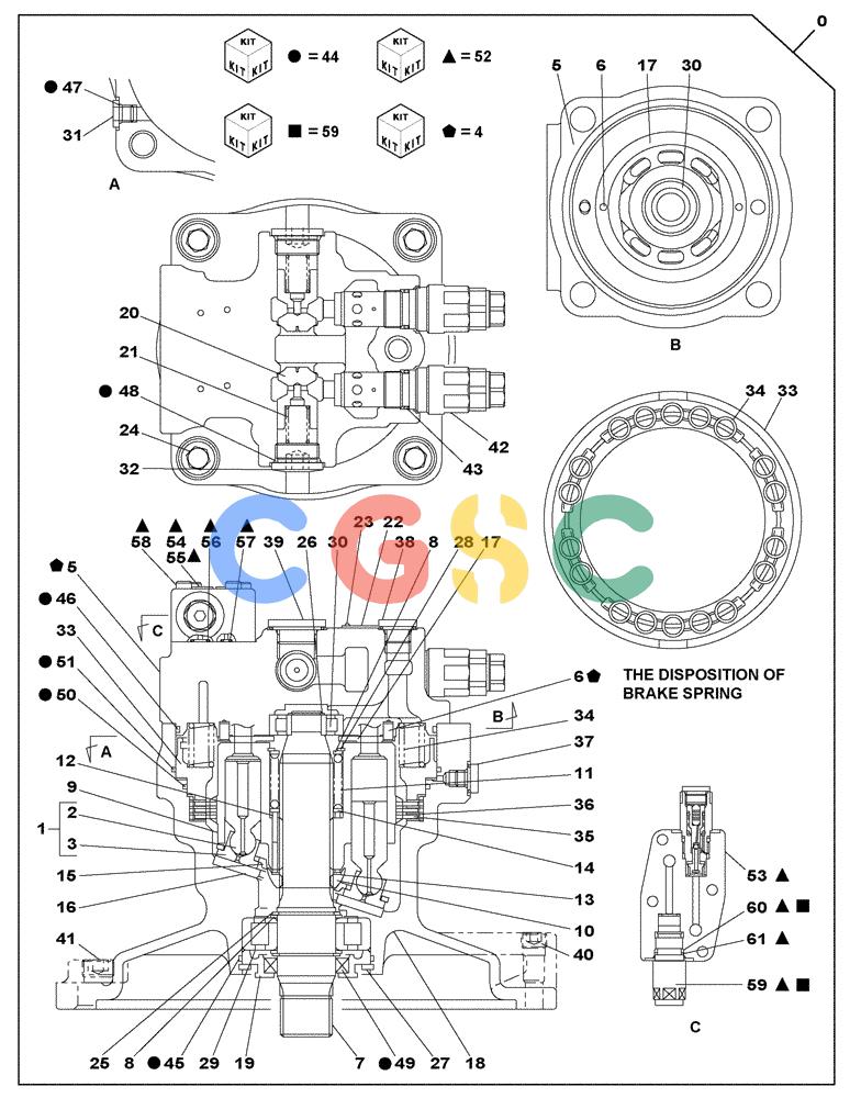 纽荷兰零件查询(E805) - CRAWLER EXCAVATOR TIER 3 (7/06-) (08-220-00[01]) - SWING HYDRAULIC MOTOR New Holland Constructuion
