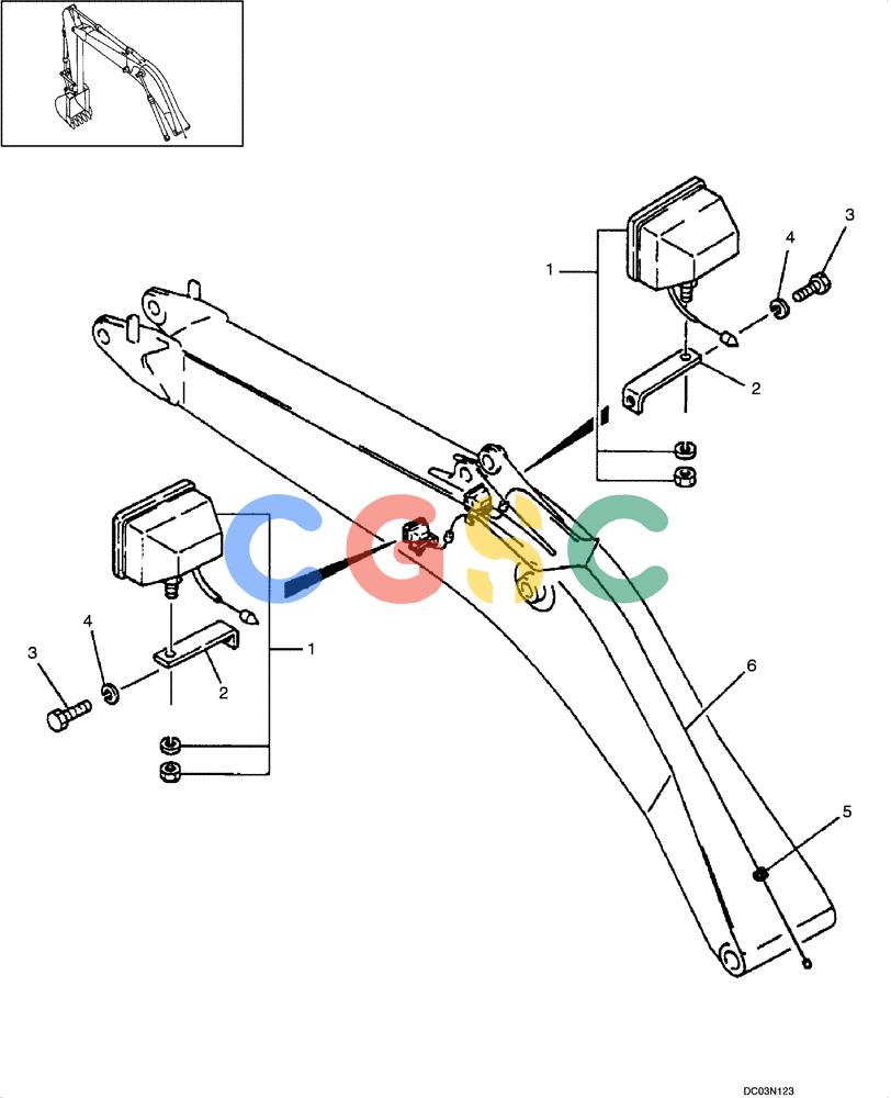 纽荷兰零件查询(E215) - CRAWLER EXCAVATOR (NA) - ASN N6DA21215 (1/06-) (04 -21[00]) - LAMP MOUNTING - BOOM New Holland Constructuion