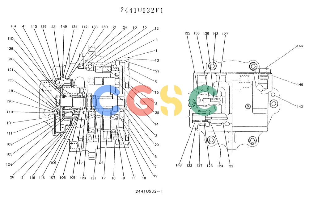 神钢零件查询(K903) - MARK II EXCAVATOR BTW LE6601 - LE7871 (1/88-12/03) (11-066) - MOTOR ASSY (PROPELLING) Kobelco
