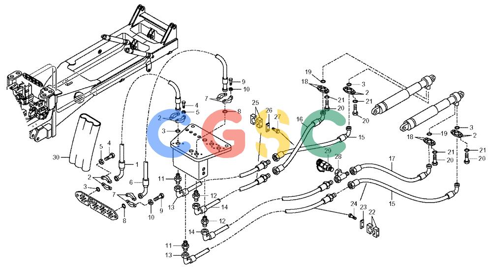 纽荷兰零件查询(AD300) - ARTICULATED DUMP TRUCK (1/01-) (5.800A[04]) - DUMPING SYSTEM - HYDRAULIC CIRCUIT New Holland Constructuion