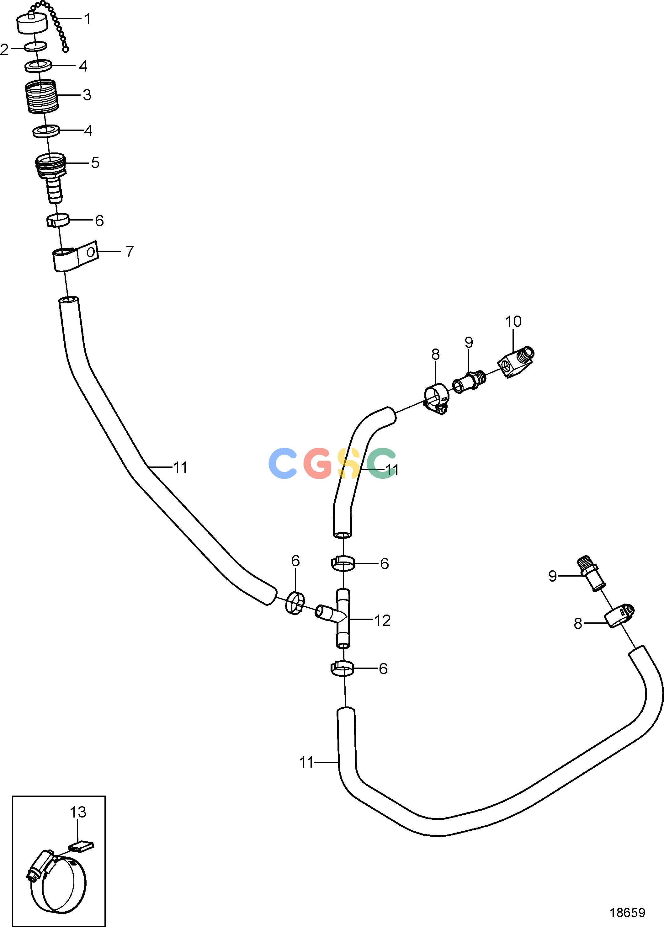 沃尔沃零件查询5.0GXi-A; 5.7Gi-A; 5.7GXi-A; 5.7GXi-B; 5.7GiI-A; 5.7GSiI-A; 5.7GXiI-A; 5.7GXiI-BCooling SystemEngine Flush SystemEPC Volvo Penta Parts catalog