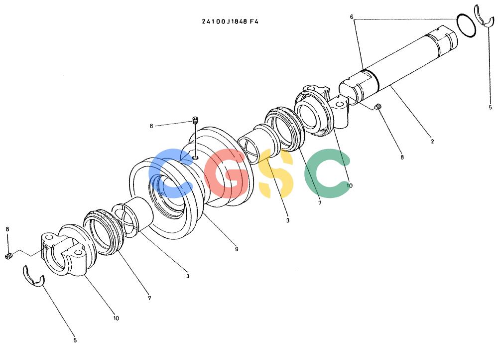 神钢零件查询(K935) - EXCAVATOR BTW L70106 - L70166, LU0067 (1/76-12/03) (08-011) - ROLLER ASSY, P/N 24100J1848F4 Kobelco