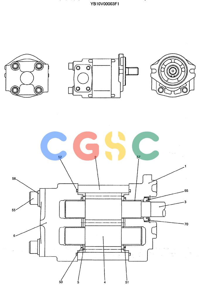 神钢零件查询(ED150) - BLADE RUNNER EXCAVATOR/DOZER ASN YH02-01384 (4/02-12/03) (04-004) - PUMP ASSY, GEAR (EXTRA AND BREAKER) Kobelco