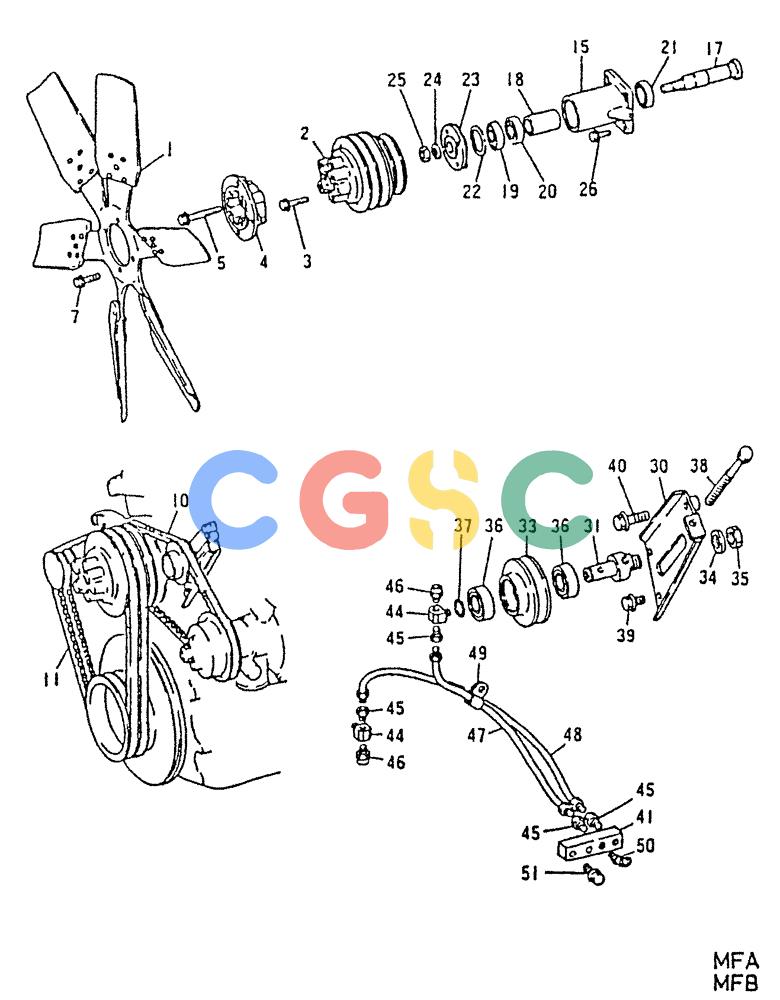 神钢零件查询(6D22-TC) - MITSUBISHI DIESEL ENGINE - K912, K912LC, & K916 (1/83-12/06) (02-007) - FAN & PULLEY 030-190F Kobelco