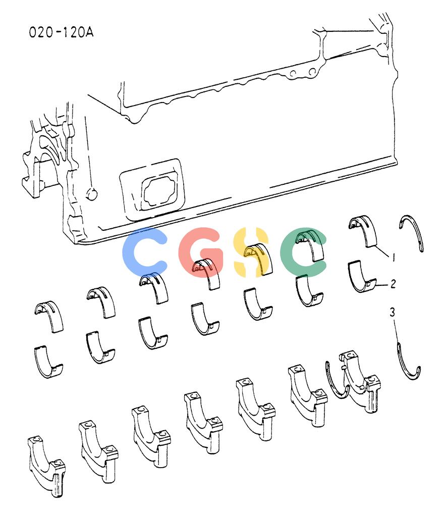 神钢零件查询(6D22CT) - MITSUBISHI DIESEL ENGINE - K909A, K910, K912 & K935 (1/76-12/06) (01-002) - CRANKSHAFT, BEARING Kobelco