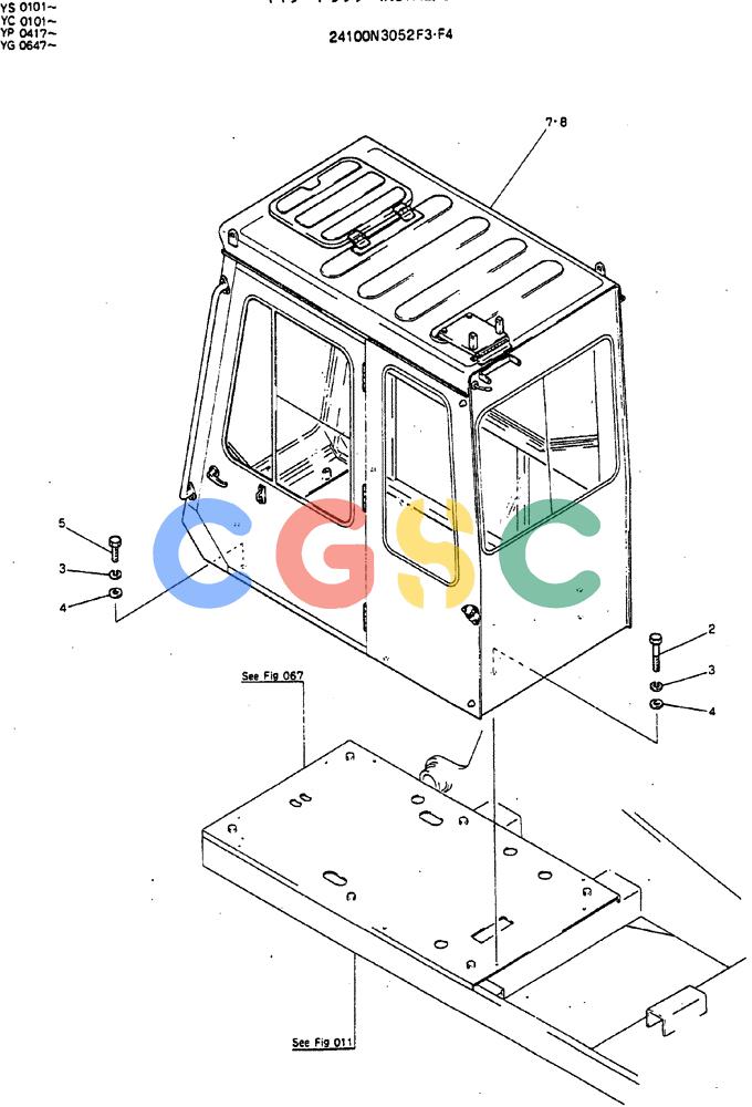 神钢零件查询(MD180LC) - EXCAVATOR ASN YG0647 (1/80-12/06) (02-001) - INSTAL, CAB Kobelco