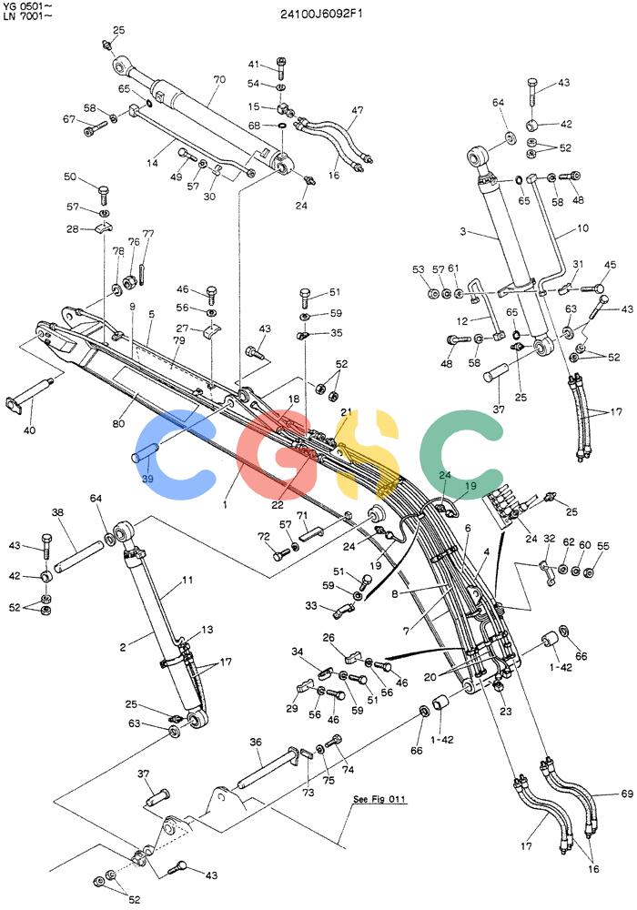 神钢零件查询(K907DLC) - EXCAVATOR ASN YG0501 (1/86-12/03) (09-003) - BOOM ASSY, 6.85M (22 FT 6 IN), (40FT LONG RANGE) Kobelco