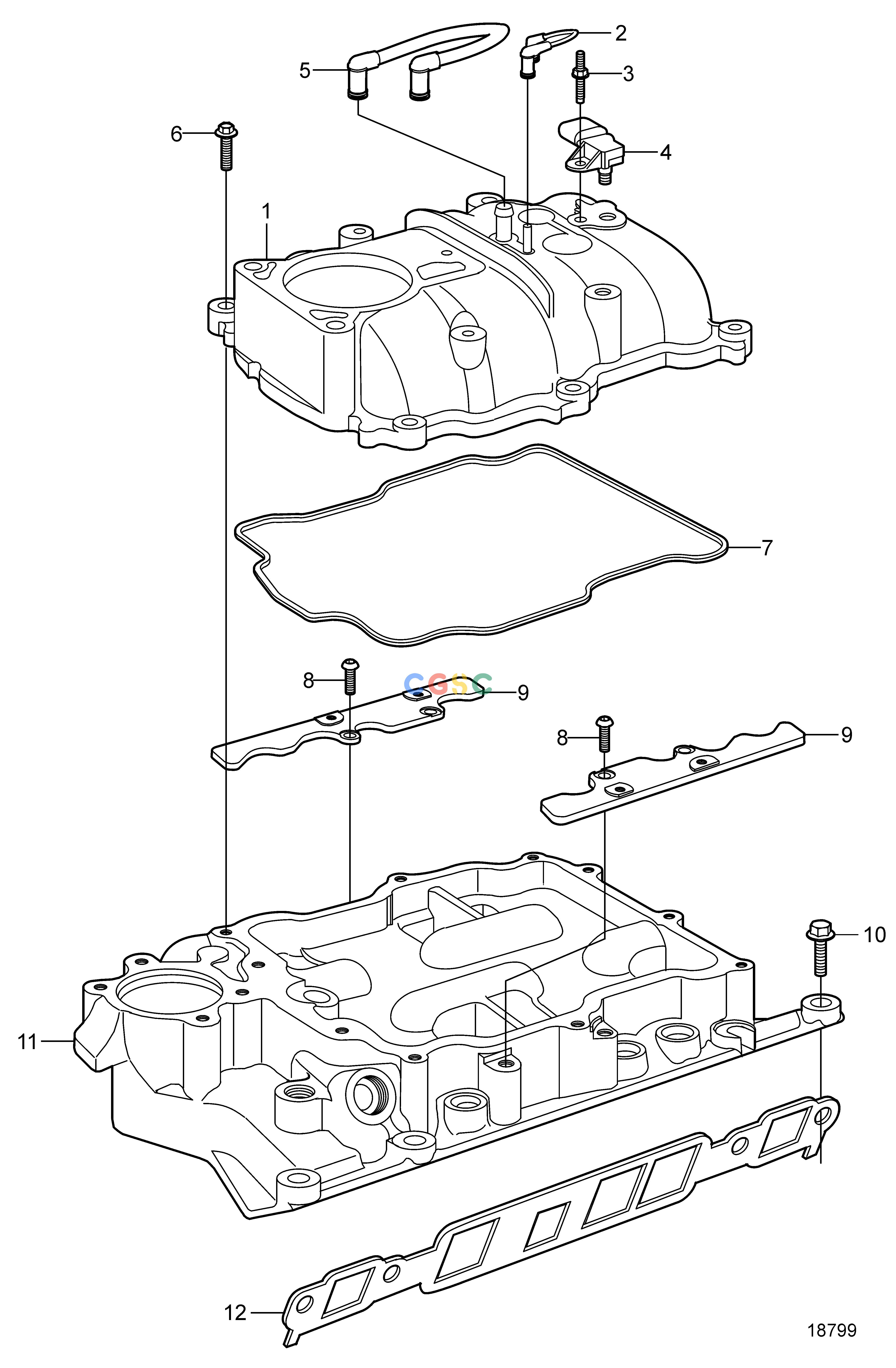 沃尔沃零件查询4.3GXi-J; 4.3GXi-JF; 4.3OSi-J; 4.3OSi-JFIntake and Exhaust SystemIntake ManifoldEPC Volvo Penta Parts catalog