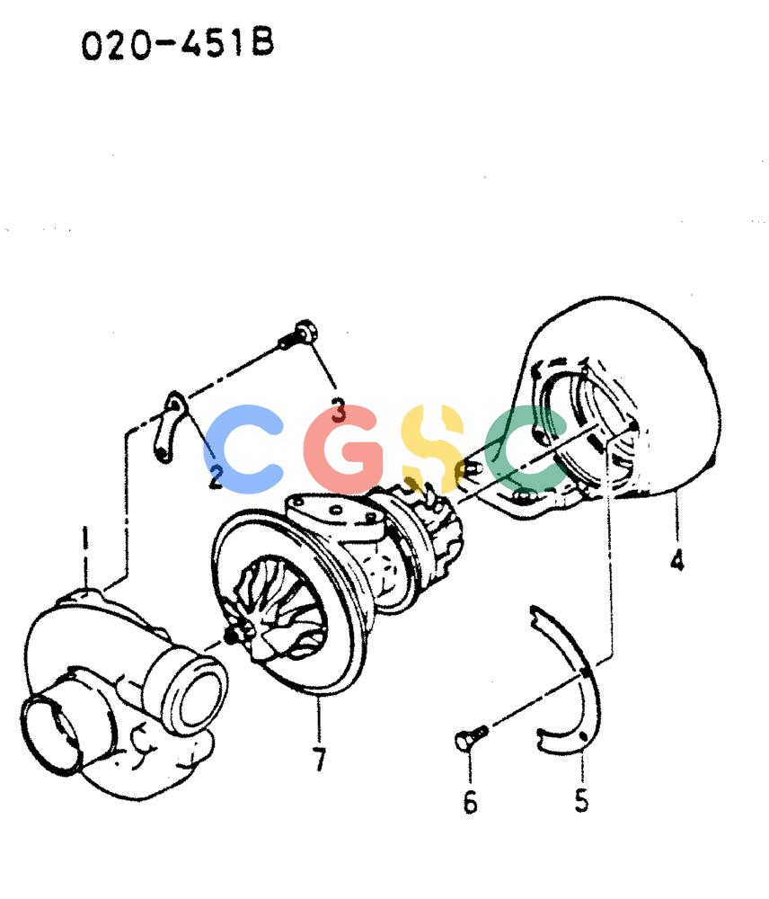 神钢零件查询(MD200C) - EXCAVATOR BTW YQU0701 - YQU2000 (1/80-12/06) (17-022) - TURBO-CHARGER (INNER PARTS) Kobelco