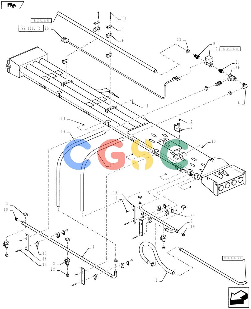 凯斯零件查询(810) - FLEX-AIR APPLICATOR - 2012 (2/12-) (78.110.14.CA) - BOOM PLUMBING, 60', 3" TUBES, LH, INNER Case Agriculture