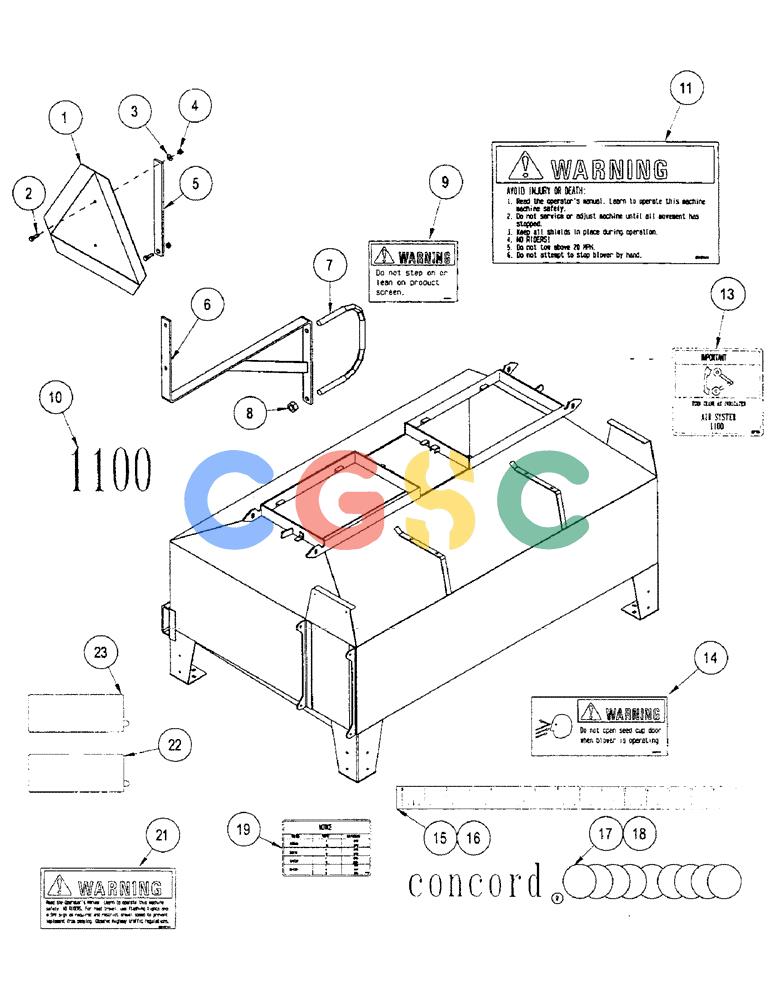 凯斯零件查询(1100) - CONCORD AIR SYSTEM (10/97-12/00) (E50) - DECALS, 1100 GREEN Case Agriculture