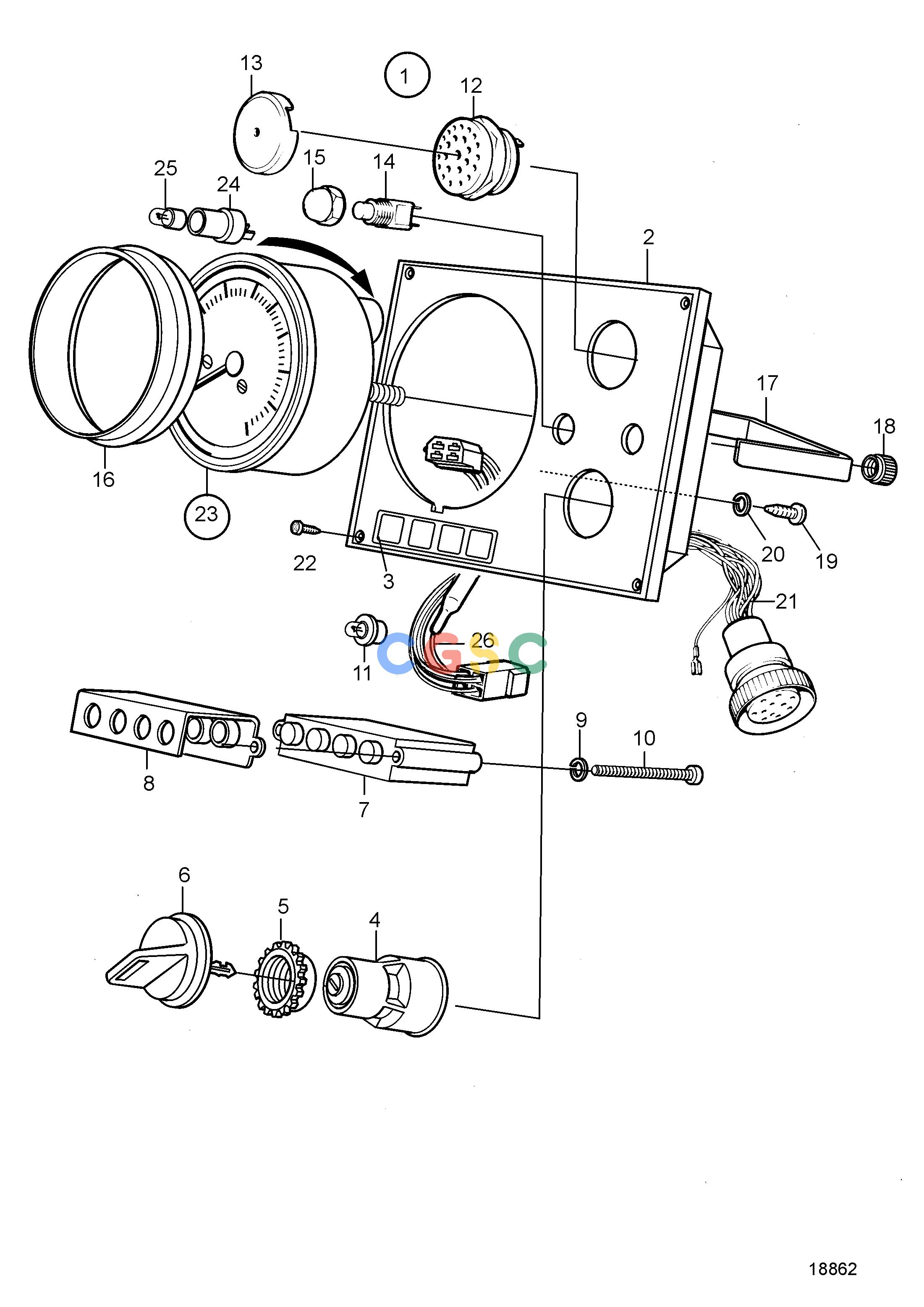 沃尔沃零件查询TAMD72P-A; TAMD72WJ-AElectrical SystemInstrument Panel for Dual Station, 24VEPC Volvo Penta Parts catalog