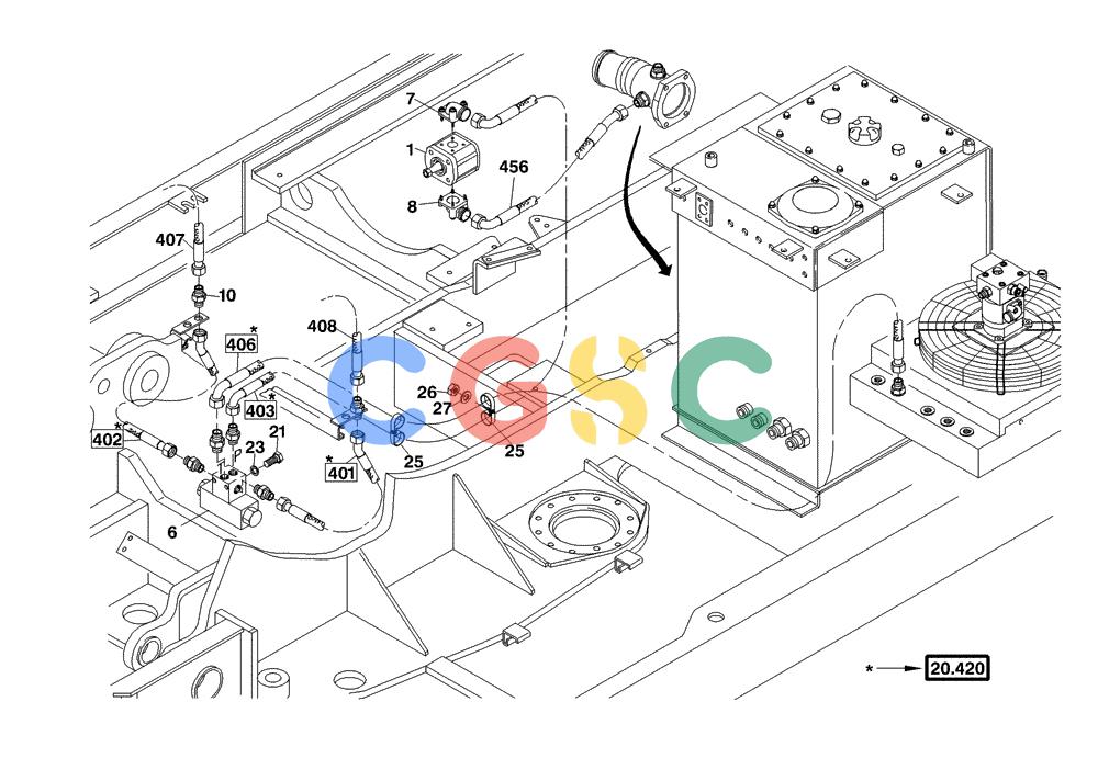 纽荷兰零件查询(EC160) - CRAWLER EXCAVATOR (4/99-) (20.420[002]) - HYDRAULIC SYSTEM GRAB TURNING (OPTION) (S/N 716001-UP) New Holland Constructuion