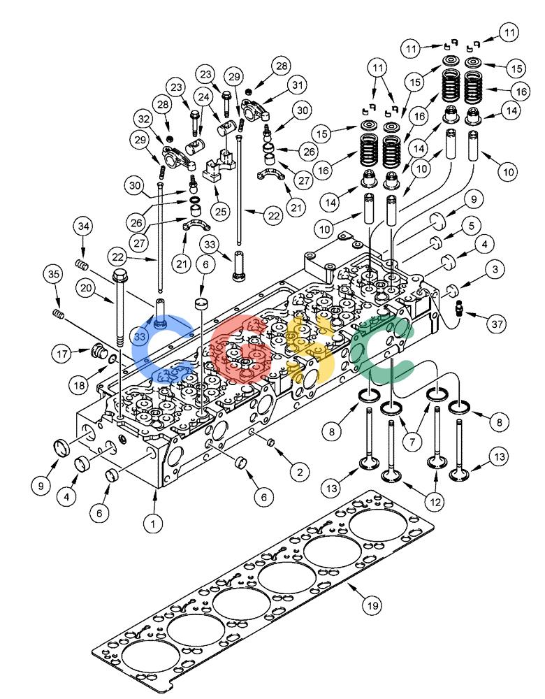 凯斯零件查询(FLX3300B) - FLOATER - 2002 (9/02-10/03) (02-035) - CYLINDER HEAD AND VALVE MECHANISM Case Agriculture