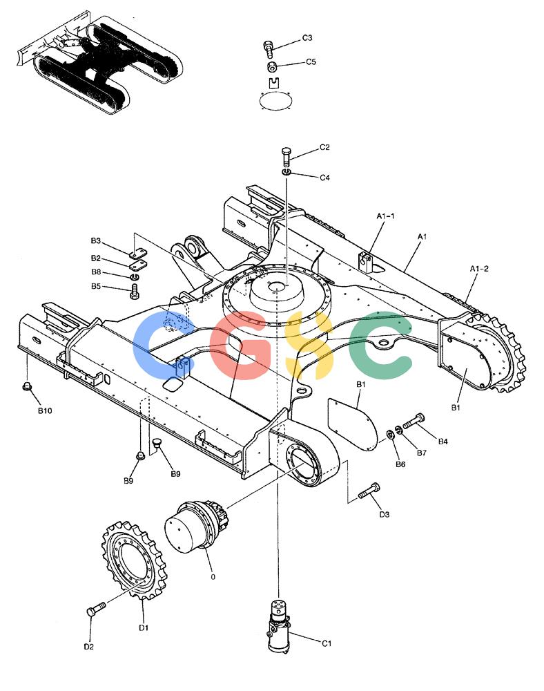 纽荷兰零件查询(EH80) - MIDI CRAWLER EXCAVATOR ASN LF04-02000 (N4TA18001 thru N4TA18010, ASN N5TA18011 -) (NA) (1/ (114) - LOWER FRAME(FOR RUBBER) New Holland Constructuion