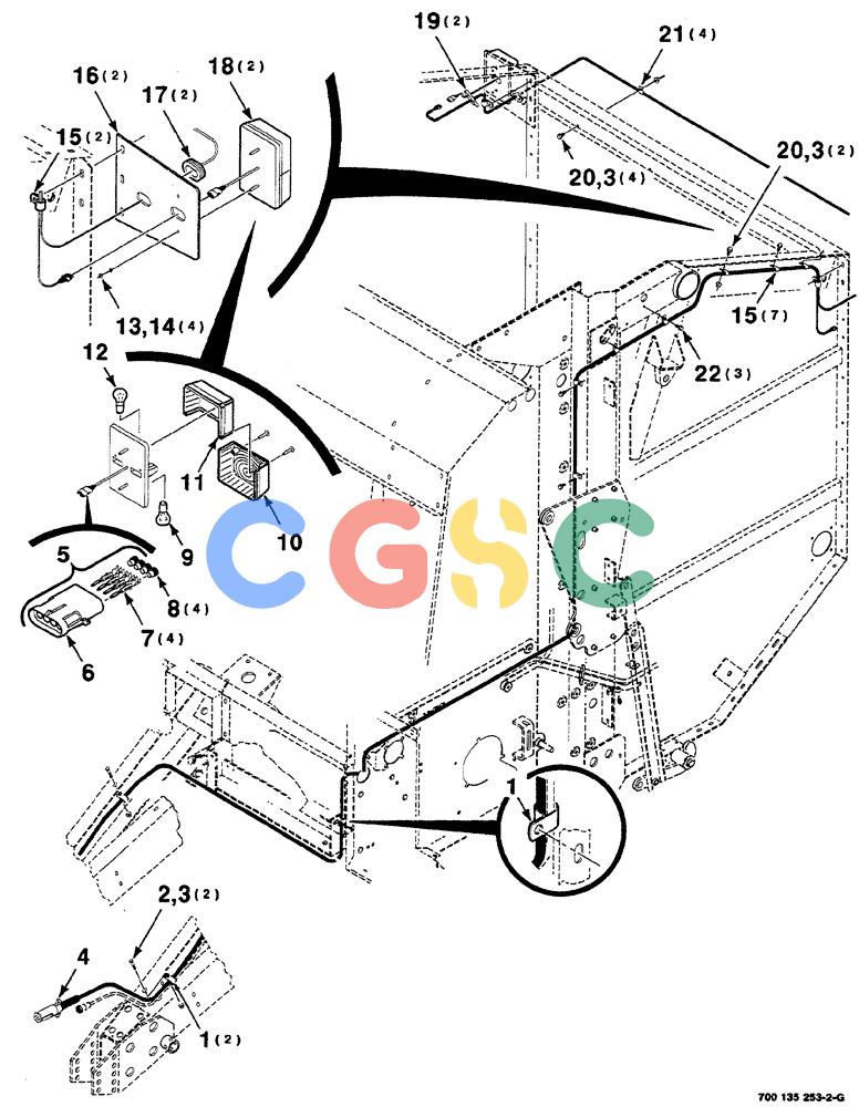 凯斯零件查询(RS561A) - CASE IH ROUND BALER (1/99-12/00) (4-010) - ELECTRICAL ASSEMBLY, TAILLIGHTS Case Agriculture
