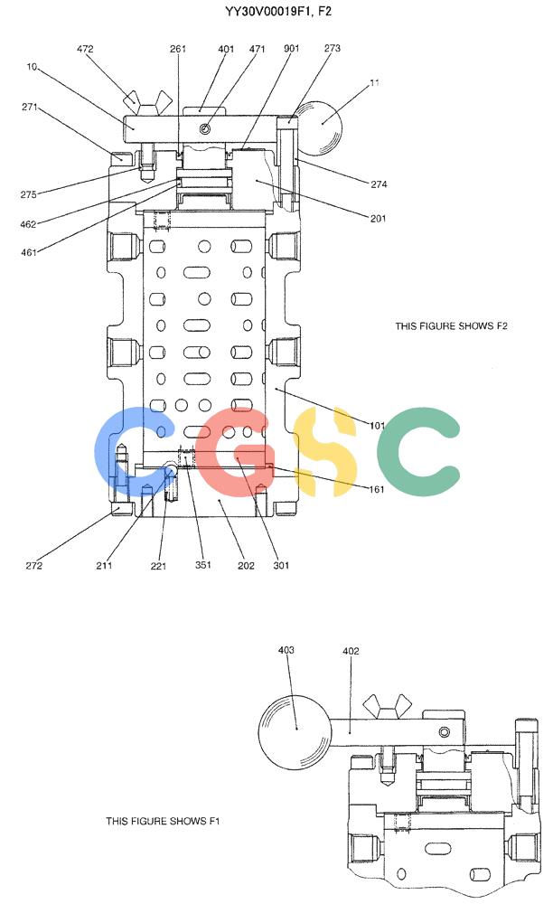 神钢零件查询(ED190LC-6E) - BLADE RUNNER EXCAVATOR/DOZER BTW YL03U0136 - YL03U0292 (1/05-12/06) (07-038) - VALVE ASSY, SELECTOR, (YY30V00019F1) Kobelco