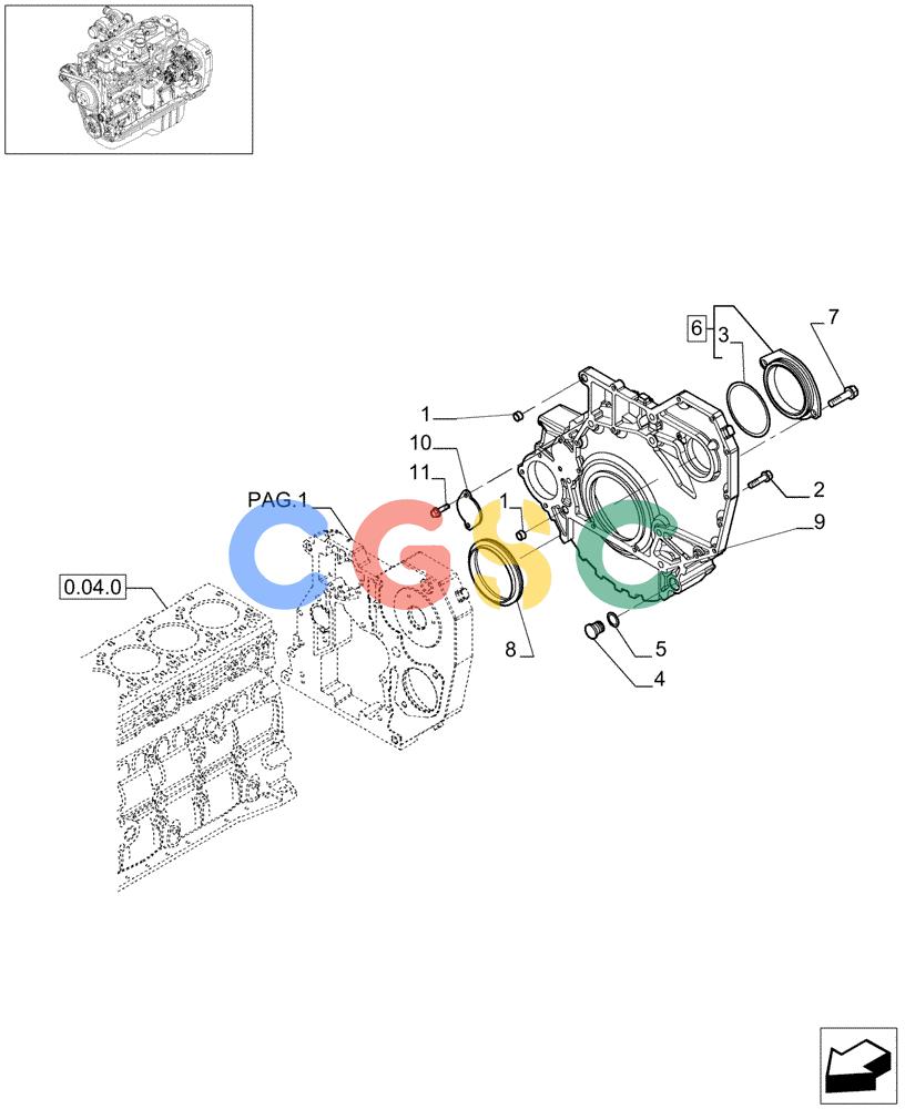 神钢零件查询(F4GE9684D J600) - ENGINE 504124796 - 920019899 (1/07-12/11) (0.04.3[03]) - CRANKCASE COVERS (504153446) Kobelco