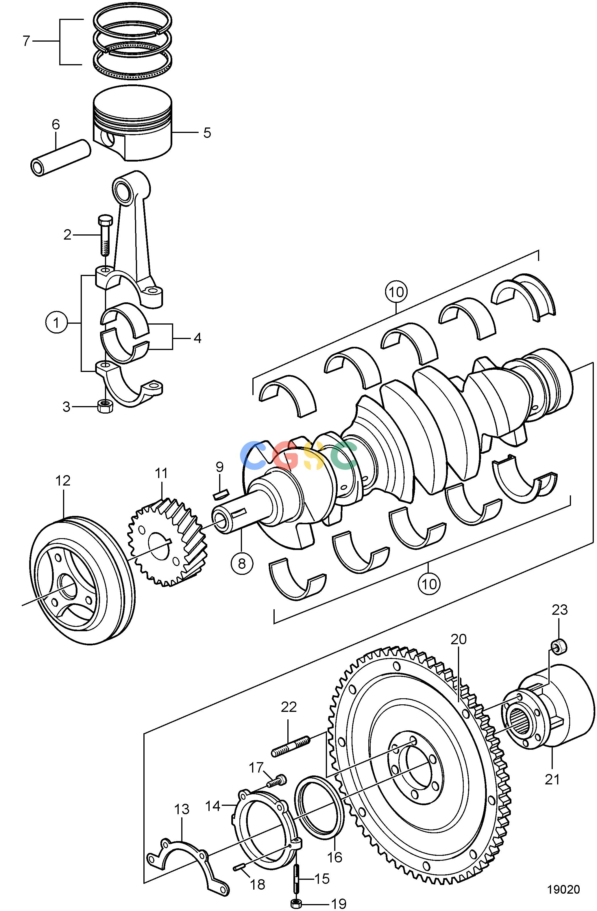 沃尔沃零件查询3.0GXiC-J; 3.0GXi-JEngineCrankshaft and Related PartsEPC Volvo Penta Parts catalog