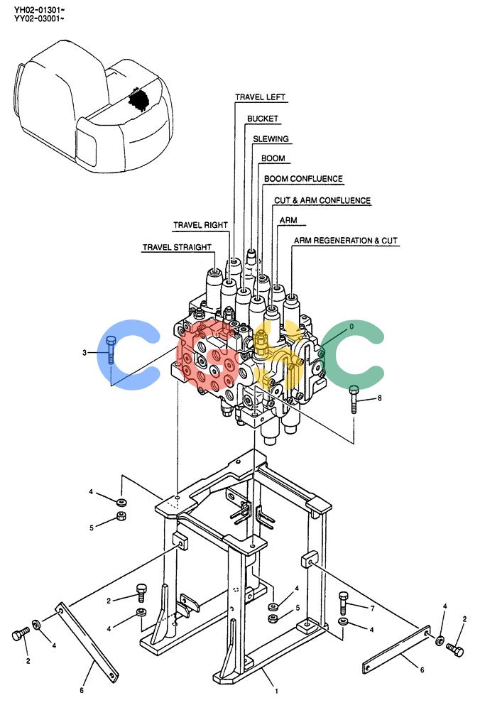 神钢零件查询(ED150) - BLADE RUNNER EXCAVATOR/DOZER BTW YL04-00501 - YL04-00554 (4/03-10/03) (01-016) - VALVE INSTAL Kobelco