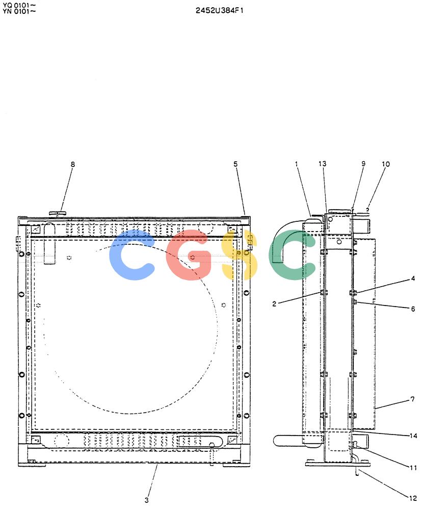 神钢零件查询(K907LC) - MARK II EXCAVATOR BTW YQ0101 - YQ0564 (1/87-12/03) (05-005) - RADIATOR ASSY Kobelco