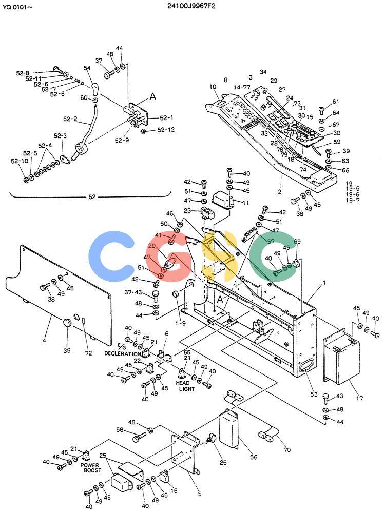 神钢零件查询(K907LC) - MARK II EXCAVATOR BTW YQ0101 - YQ0564 (1/87-12/03) (05-010) - PANEL ASSY, INST 24100J9967F2 Kobelco