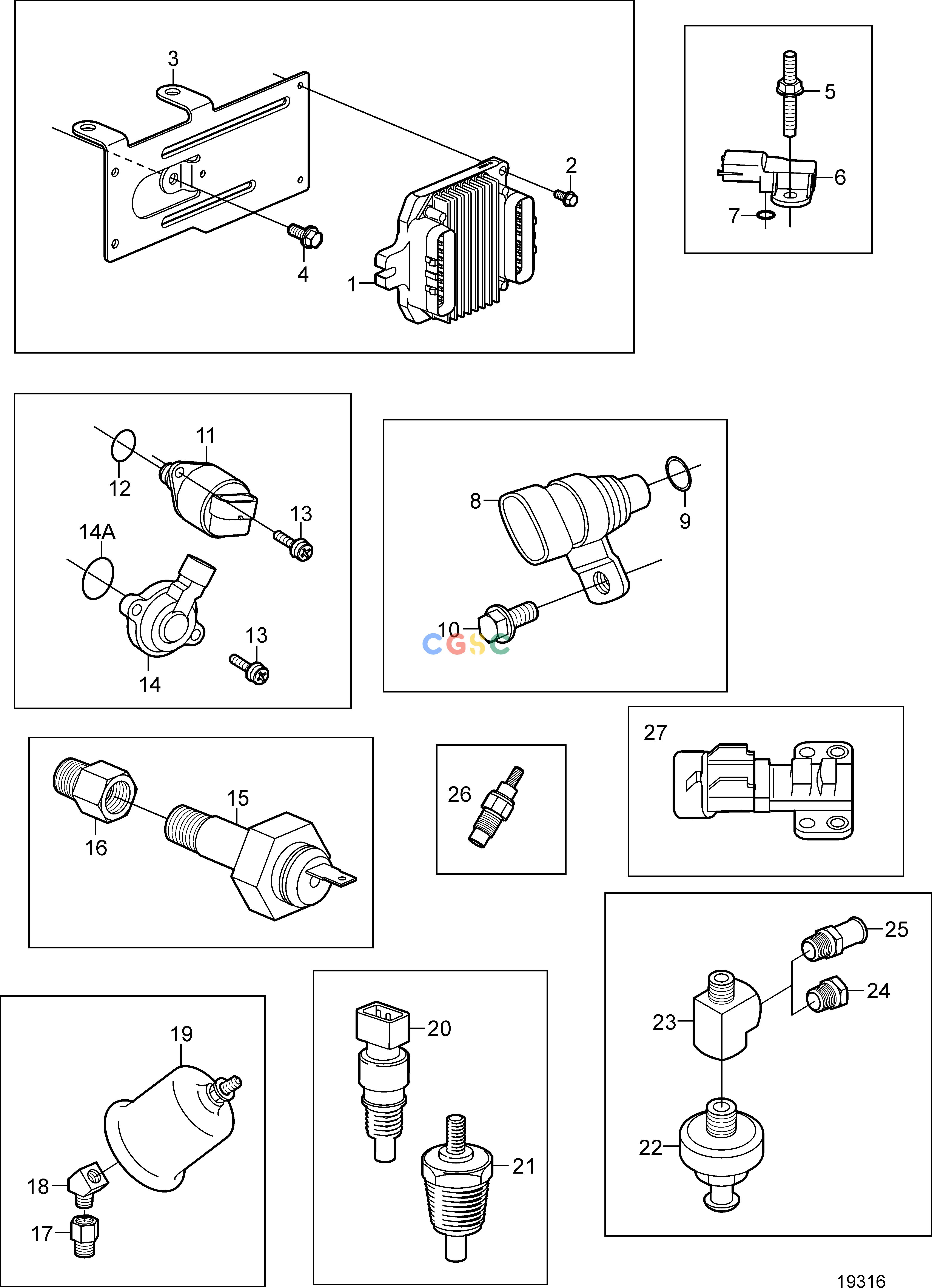 沃尔沃零件查询4.3GXi-B; 4.3GXi-BF; 4.3OSi-B; 4.3OSi-BFIgnitionElectronic Engine ControlEPC Volvo Penta Parts catalog