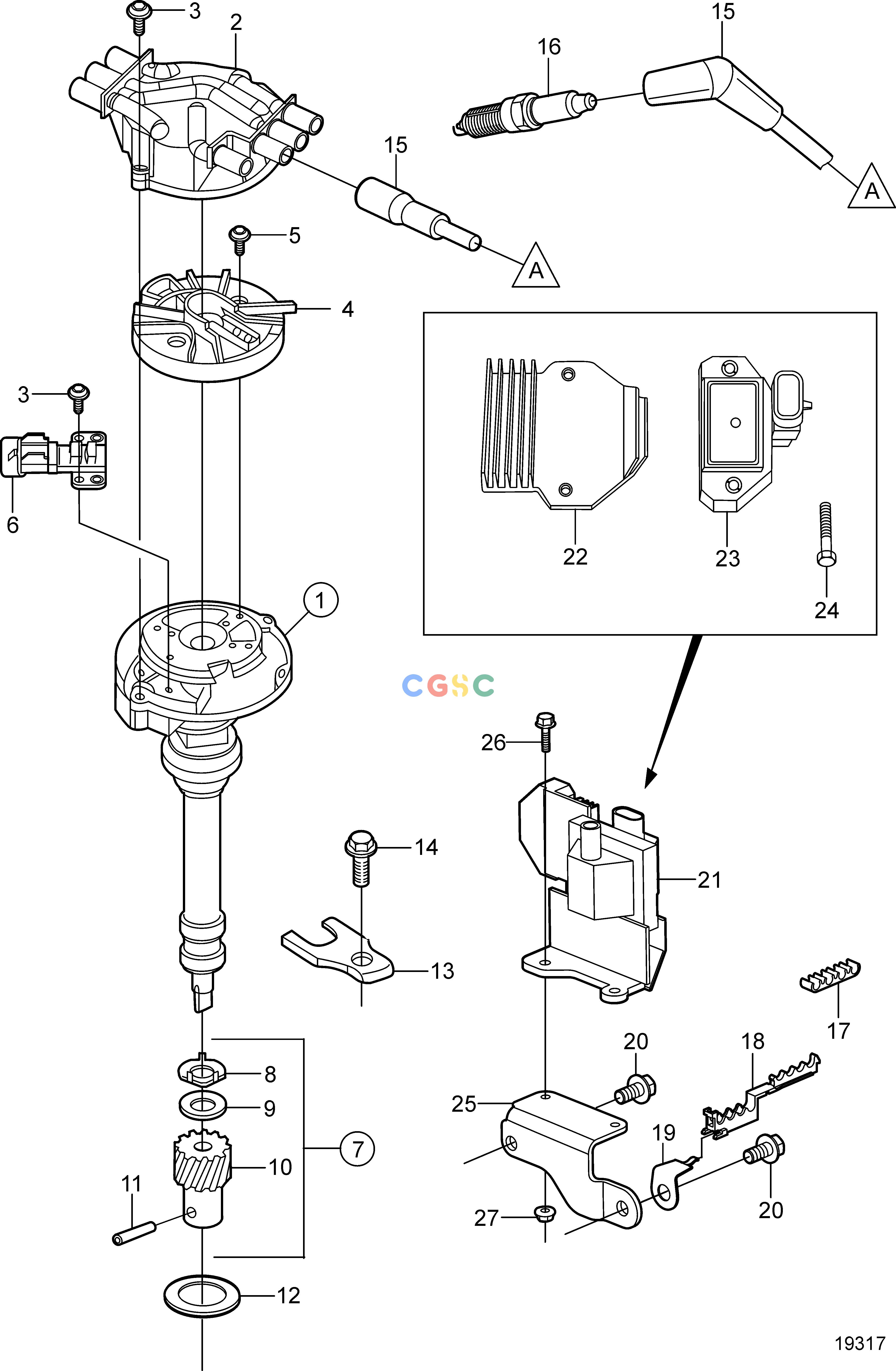 沃尔沃零件查询4.3GXi-B; 4.3GXi-BF; 4.3OSi-B; 4.3OSi-BFIgnitionIgnitionEPC Volvo Penta Parts catalog