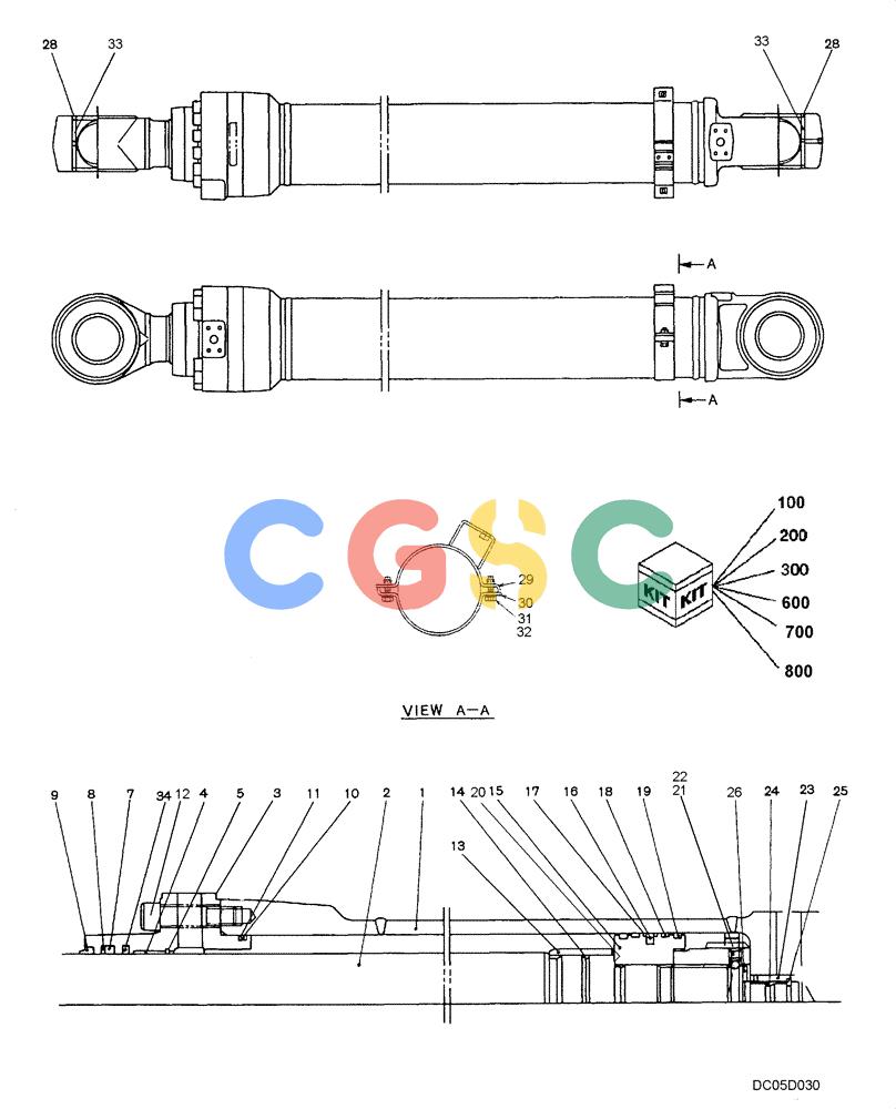 神钢零件查询(SK160LC-6E) - DYNAMIC ACERA EXCAVATOR 08/2004 ASN YM03U0523 (8/04-12/07) (07-021) - CYLINDER ASSEMBLY, ARM (YM01V00008F3) Kobelco