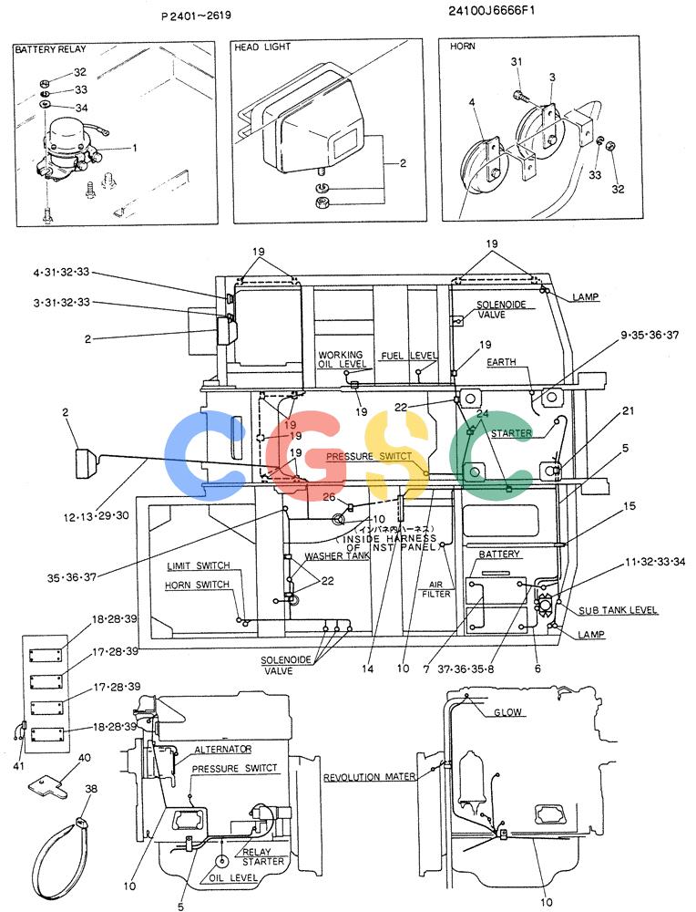神钢零件查询(K905LC) - MARK II EXCAVATOR BTW YP1001 - YP1281 (1/87-12/03) (05-021) - WIRING ASSY, ELEC (P/N 24100J6666F1) Kobelco