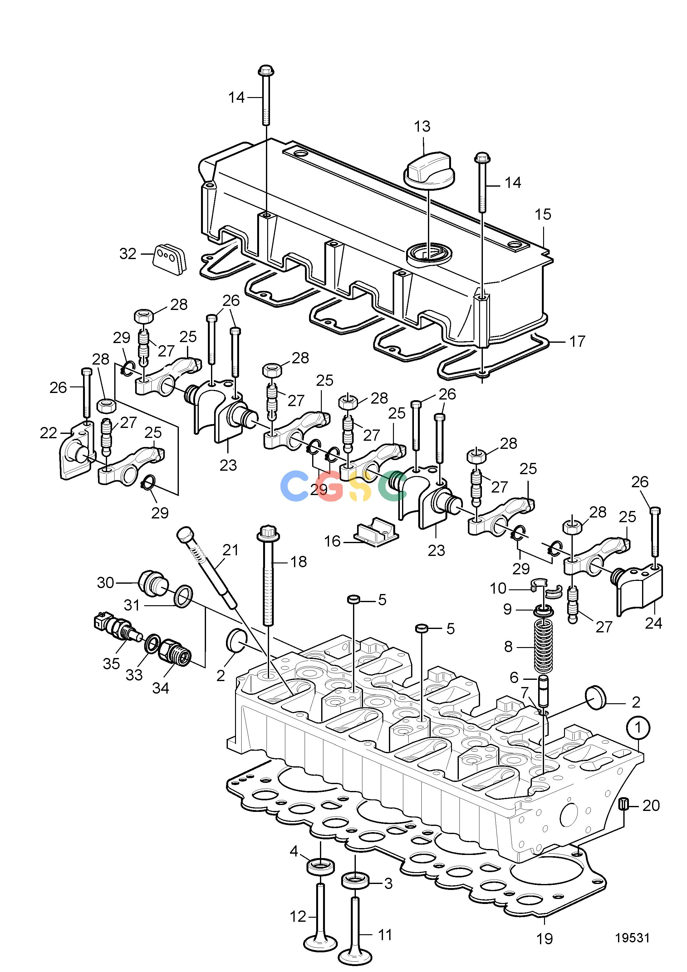 沃尔沃零件查询D5A-T; D5A-TA; D5A-B TA; D7A-T; D7A-TA; D7A-B TAEngineCylinder HeadEPC Volvo Penta Parts catalog
