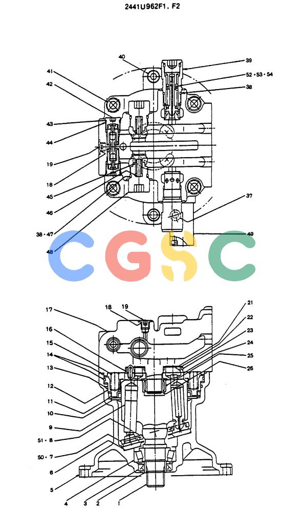 神钢零件查询(SK130LC) - EXCAVATOR BTW YPU1001 - YPU2000 (1/98-12/98) (12-015) - MOTOR ASSY (SWING) Kobelco