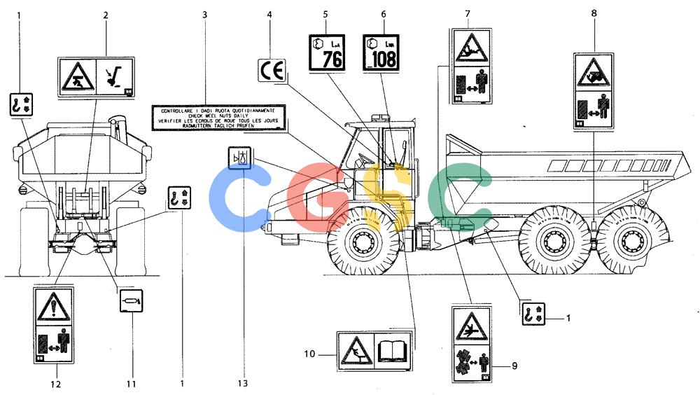 纽荷兰零件查询(AD300) - ARTICULATED DUMP TRUCK (1/01-) (6.789A[01]) - ACCESSORIES - DECALS EUROPE TYPE New Holland Constructuion