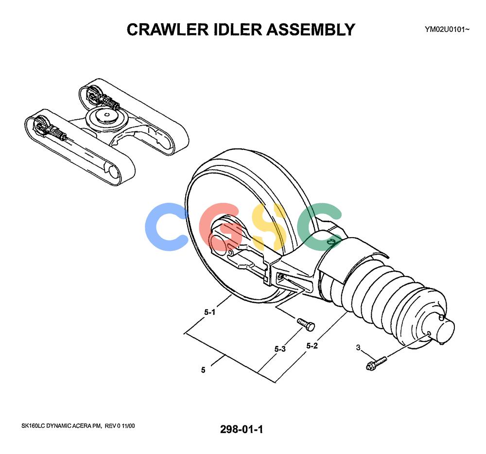 神钢零件查询(SK160LC) - DYNAMIC ACERA EXCAVATOR 11/2000 ASN YM02U0101 (11/00-12/02) (02-003) - CRAWLER IDLER ASSY Kobelco
