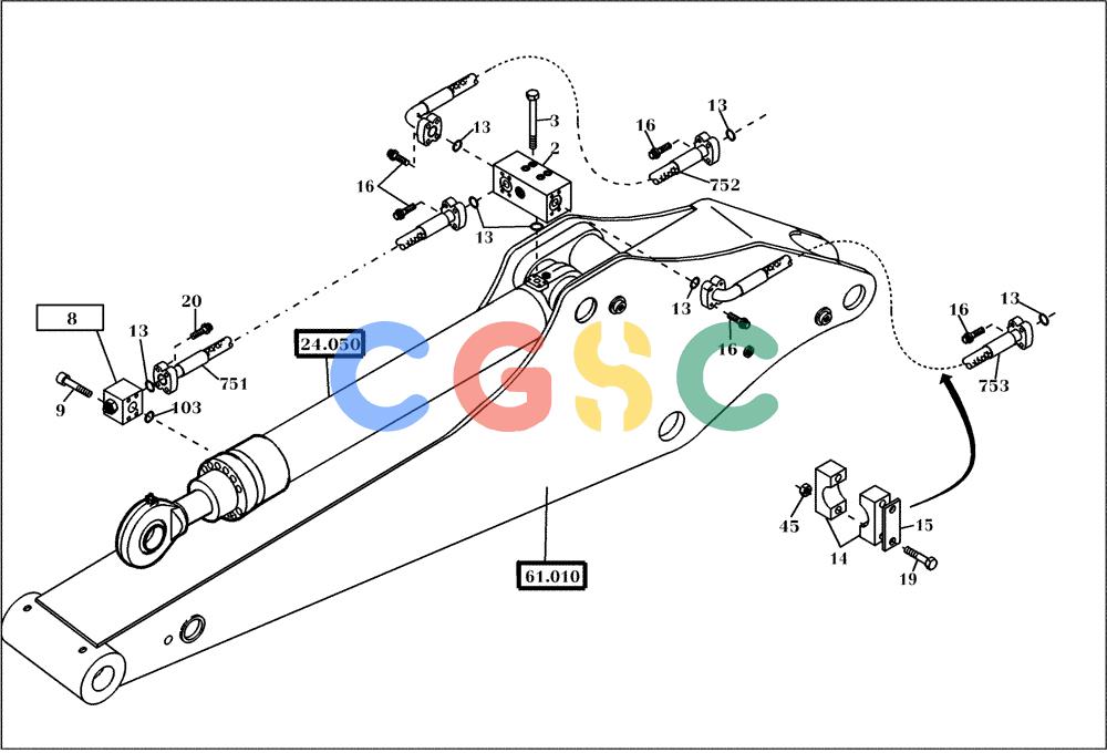 纽荷兰零件查询(EC160) - CRAWLER EXCAVATOR (4/99-) (61.032[002]) - HYDRAULIC SYSTEM STICK 3,5 M (OPTION) (S/N 716001-UP) New Holland Constructuion