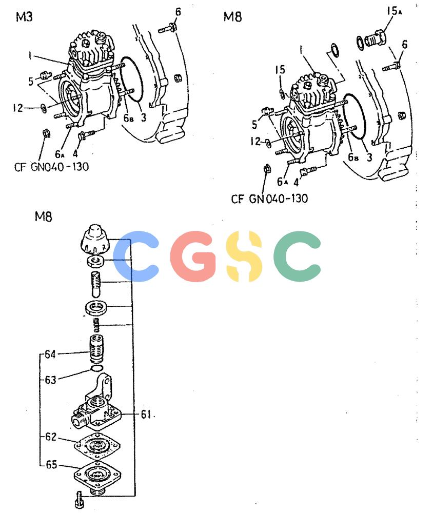 神钢零件查询(6D16-T) - MITSUBISHI DIESEL ENGINE - K909LC & MD240BLC (1/87-12/06) (01-046) - AIR COMPRESSOR GENERAL Kobelco