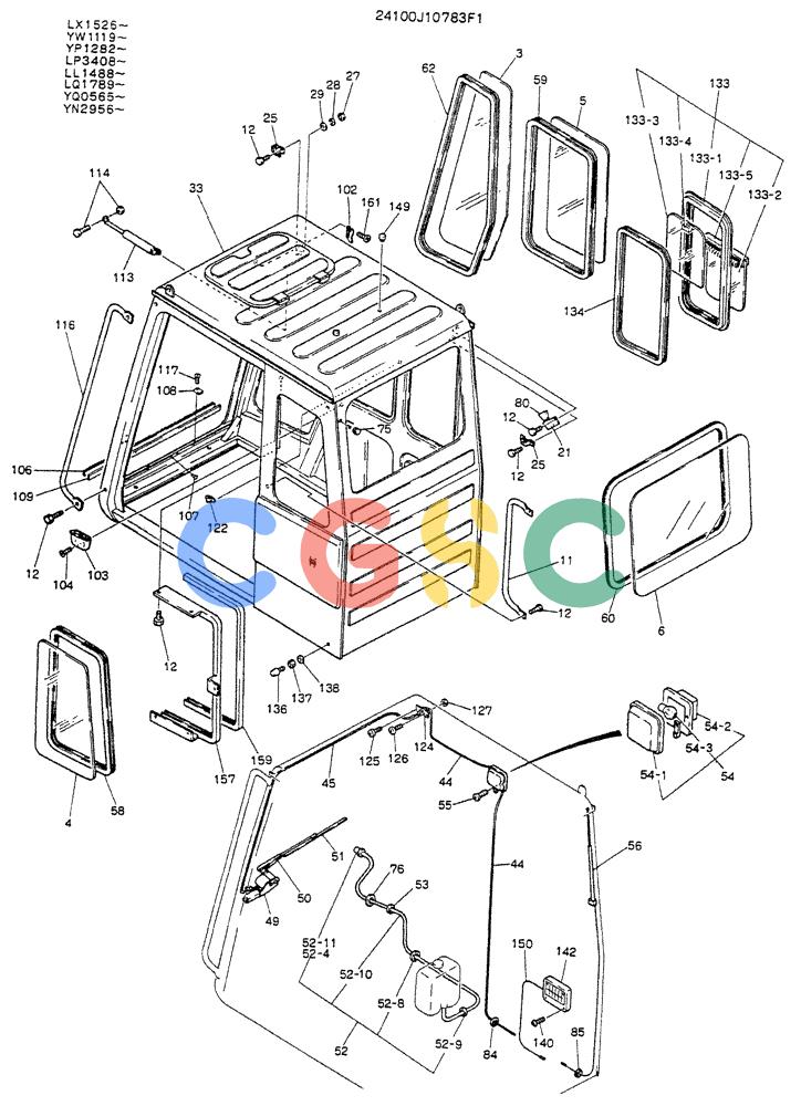 神钢零件查询(K907LC) - MARK II EXCAVATOR ASN YQ0565 (GLOBAL) (1/87-12/03) (02-003[01]) - CAB ASSY (24100J10783F1) Kobelco