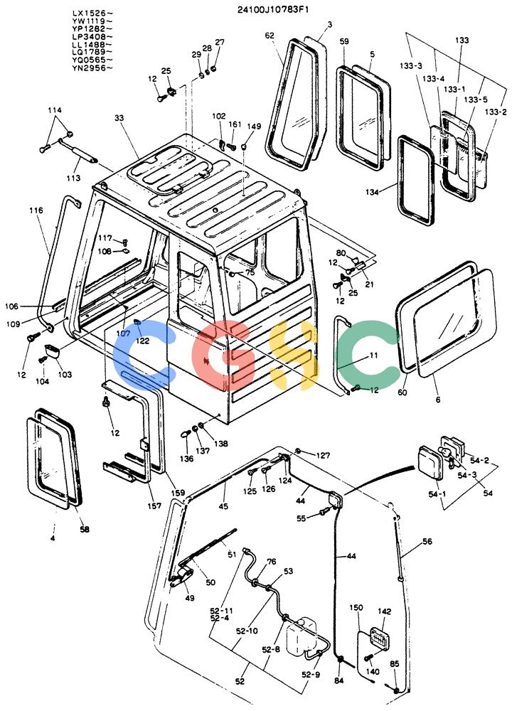 神钢零件查询(K904) - MARK II EXCAVATOR ASN YW1119 (1/88-12/03) (02-003[01]) - CAB ASSY Kobelco