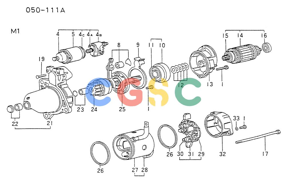神钢零件查询(6D22CT) - MITSUBISHI DIESEL ENGINE - K909A, K910, K912 & K935 (1/76-12/06) (04-002) - STARTER (INNER PARTS) Kobelco