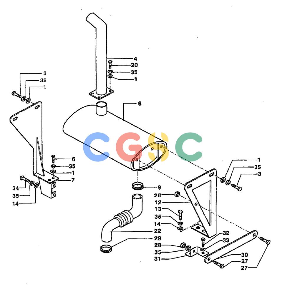 纽荷兰零件查询(DC100) - CRAWLER DOZER (N.A. VERSION) (4/00-) (0.530[01E]) - MUFFLER DC100 (AFTER JULY 2000 ) New Holland Constructuion