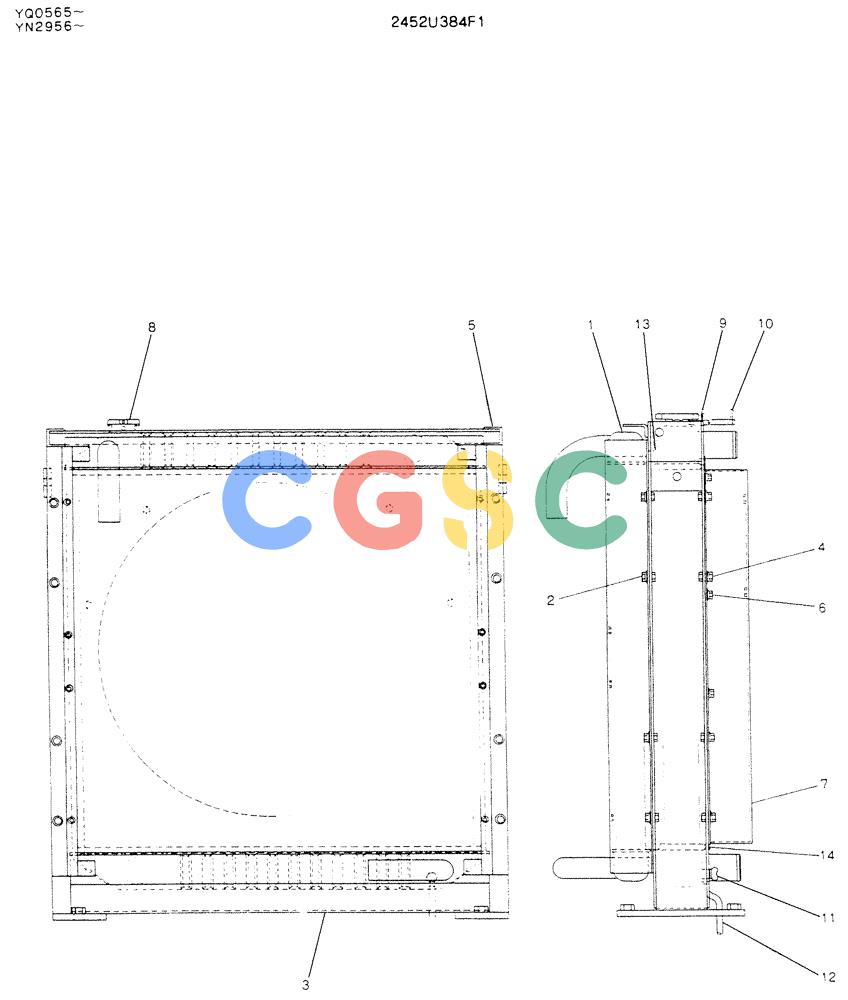 神钢零件查询(K907LC) - MARK II EXCAVATOR ASN YQ0565 (NA) (1/87-12/03) (05-005) - RADIATOR ASSY Kobelco