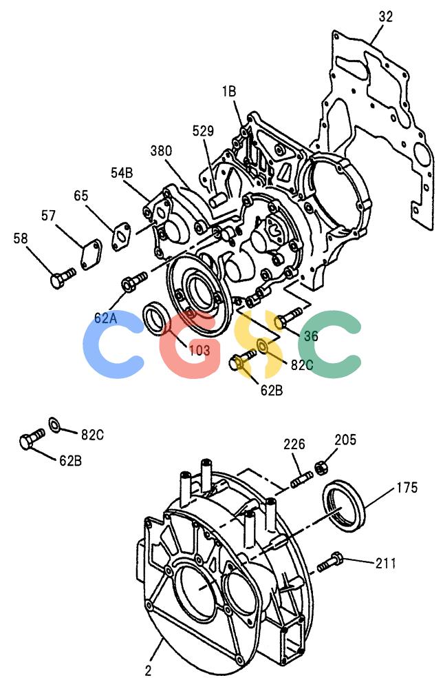 纽荷兰零件查询(E70SR) - MIDI CRAWLER EXCAVATOR ASN YT04-07175 (08-008) - TIMING GEAR CASE AND FLYWHEEL HOUSING New Holland Constructuion