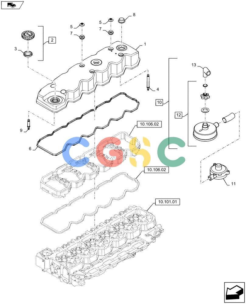 神钢零件查询(F4HFE613R A003) - ENGINE 504386129-LQ02P00070P1 (1/11-) (10.101.02) - CYLINDER HEAD COVERS (504327543) Kobelco