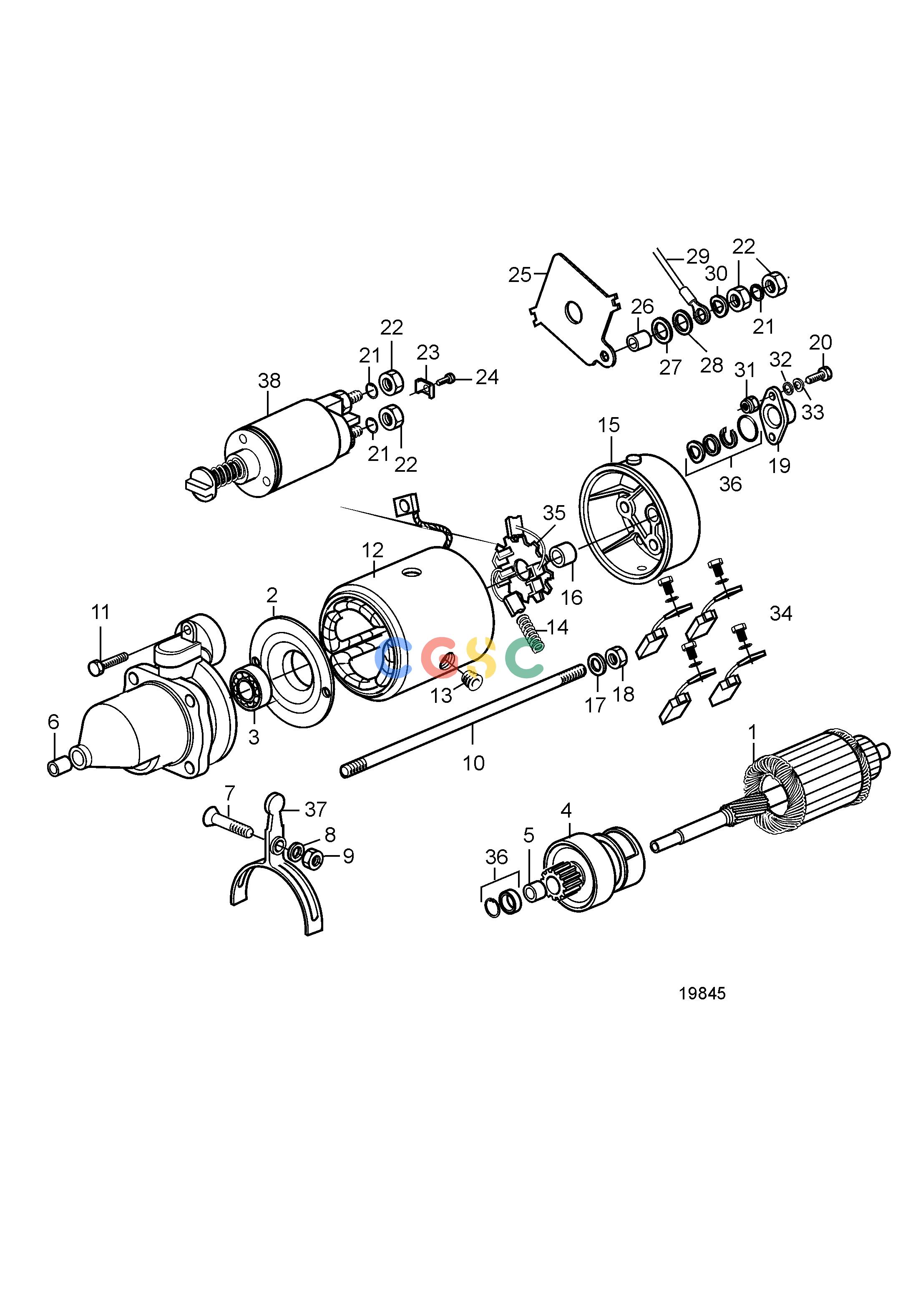 沃尔沃零件查询D5A-T; D5A-TA; D5A-B TA; D7A-T; D7A-TA; D7A-B TAElectrical SystemStarter Motor, ComponentsEPC Volvo Penta Parts catalog
