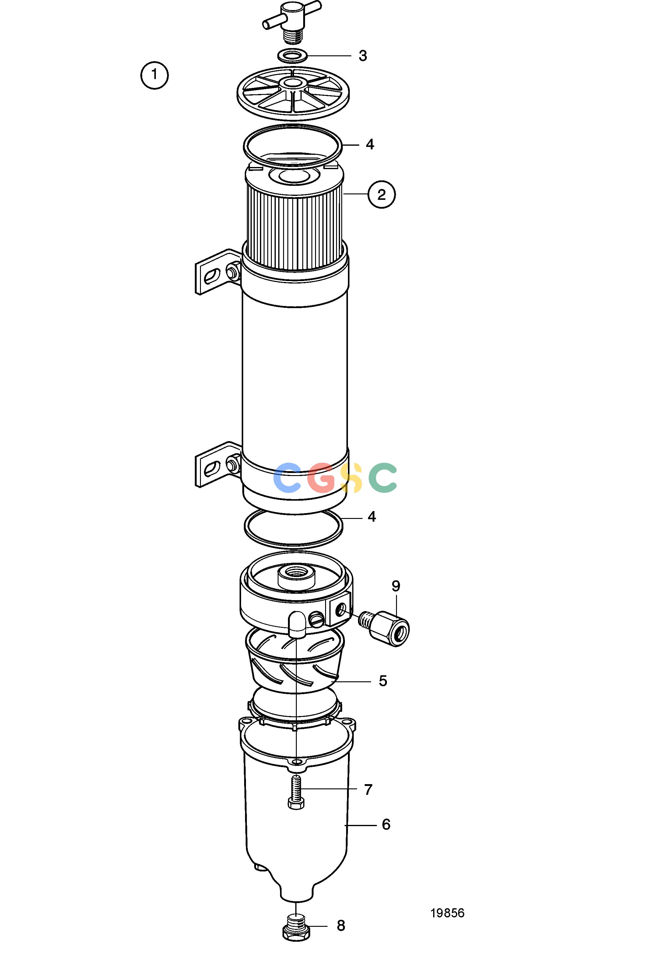 沃尔沃零件查询D5A-T; D5A-TA; D5A-B TA; D7A-T; D7A-TA; D7A-B TAFuel SystemFuel Filter and Water SeparatorEPC Volvo Penta Parts catalog